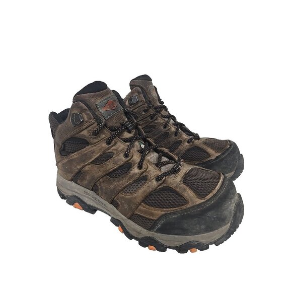 Merrell Mens Moab 2 Ventilator Mid Waterproof Comp Toe CSA Work Boot Brown 7.5W - Picture 1 of 7